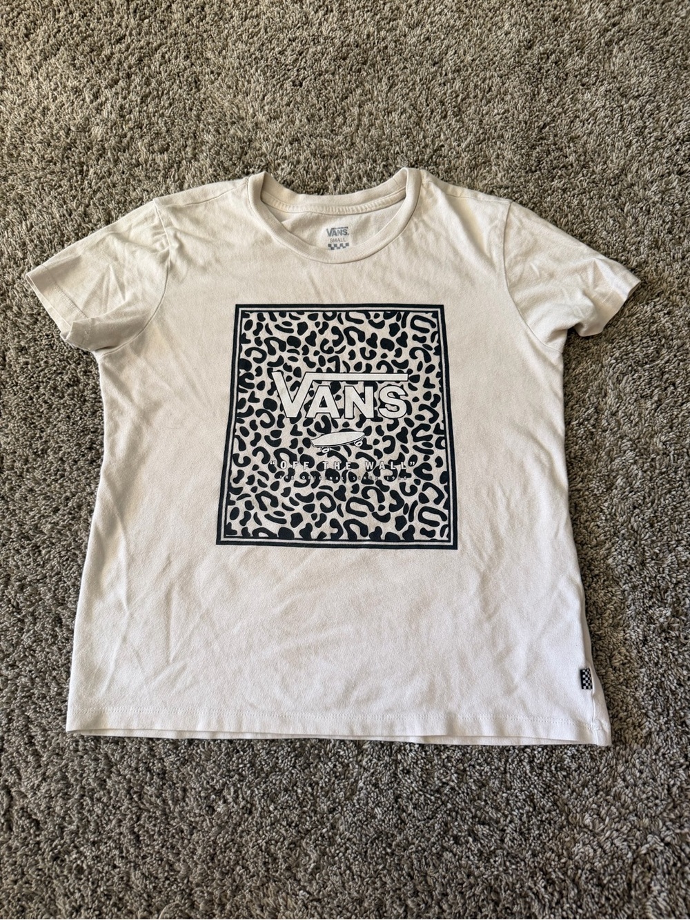 Vans Tan Tee with Black Leopard Logo Square